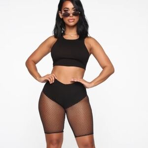 Fashion Nova Black Mesh Detail Shorts